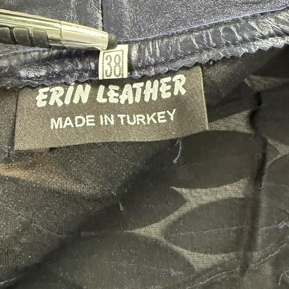 Erin Leather Leaf Cut Lambskin Jacket Womens EU 38 / US M Midnight Navy Turkey - Picture 11 of 14